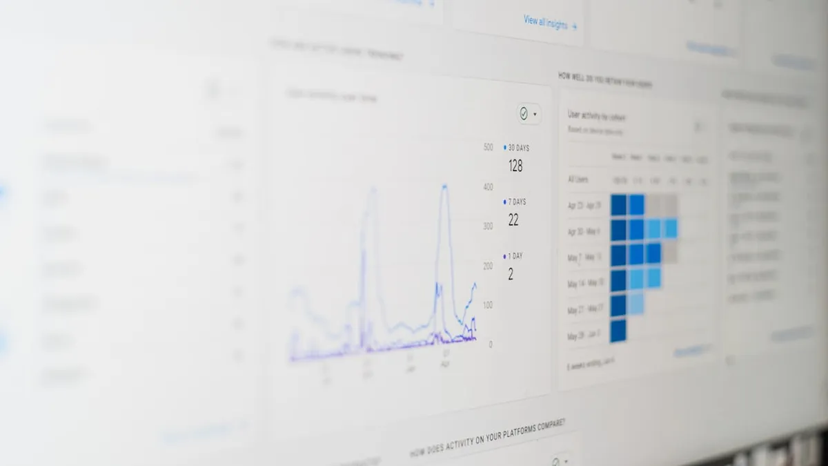Financial analyst studying spreadsheet data and business valuation charts