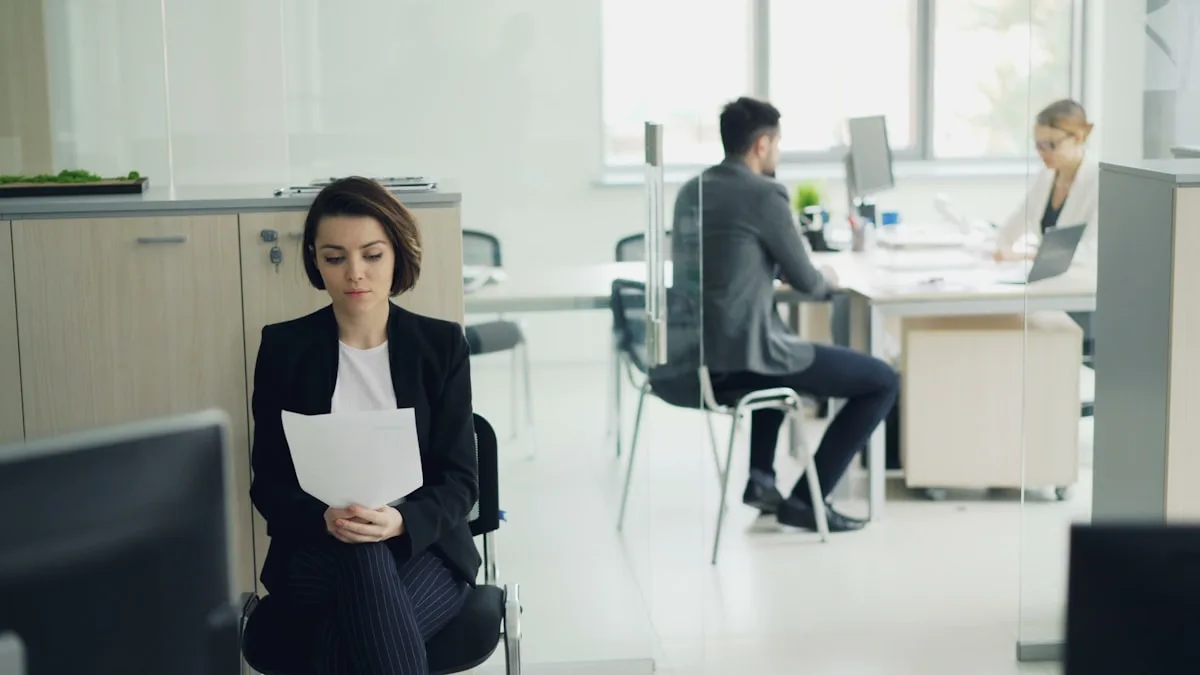 Professional reviewing workers compensation insurance claim documents at office desk